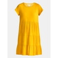 thumbnail image 2 of Time and Tru Women's Tiered Cotton Dress with Short Sleeves, Sizes XS-XXXL, 2 of 4