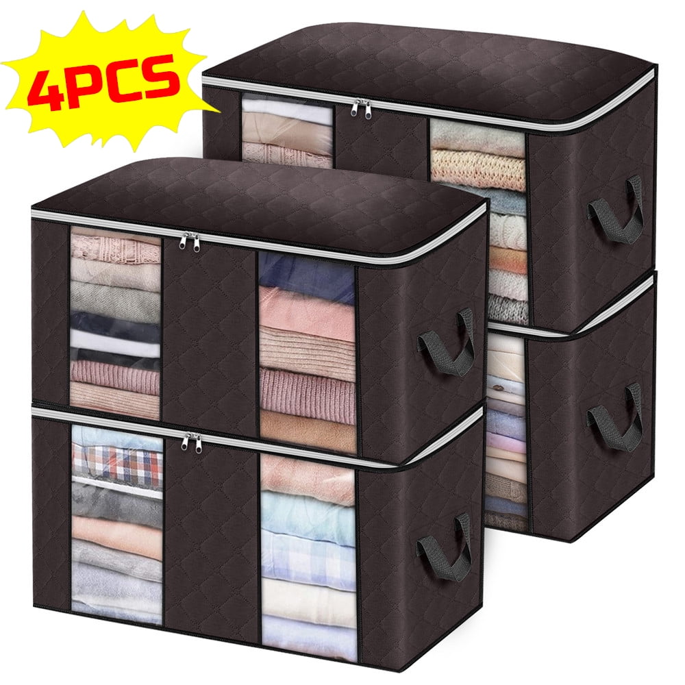 3PCS Pack set Closet Systems Clothes Storage Bags Thick Foldable Organizer Bins 