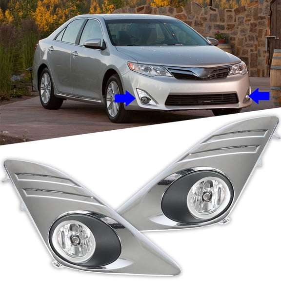 PET-U Fog Light Kit Replacement for 2012-2014 Toyota Camry L LE XLE Driving Fog Lamps with Bulb Switch Bezel Kit 81220-06071 81210-06071