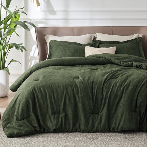 Juego de edredón Bedsure California King, verde oscuro, 3 piezas