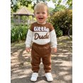 thumbnail image 5 of RUINIXCW Little Dude Baby Boy Mamas Boy Outfit Infant Baby Boy Spring Fall Winter Clothes Textured Jacquard Letter Embroidery Long Sleeve Romper and Pants Set, 5 of 9