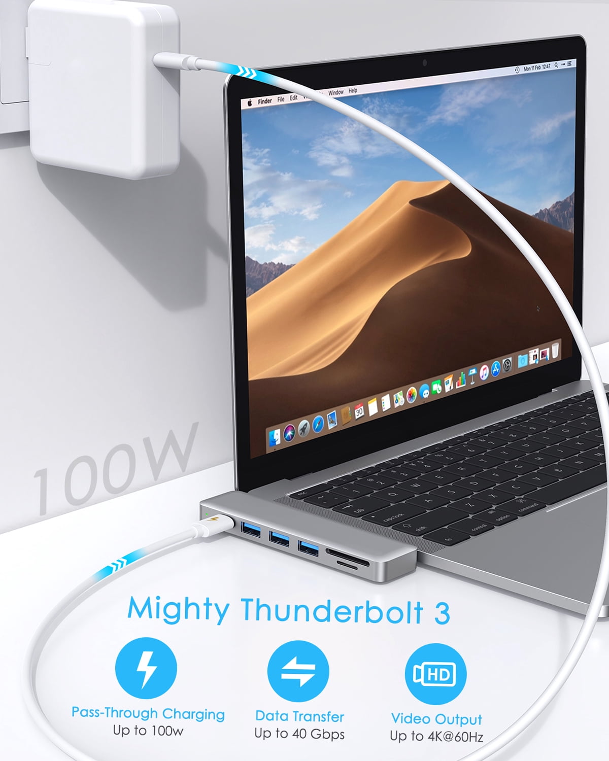 Enhance Your MacBook Pro 2016 / 2017 with dodocool USB Hubs Aluminum Alloy 7-in-1 Multiport Hub, Dual USB-C Connectors, 4K Video HD Output, TF Card Reader, USB 3.1 Type-C Port and 3 USB 3.0 Ports