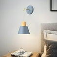 thumbnail image 7 of FSLiving Battery Operated Wall Sconces Wireless Grey Metal Wood Wall Lamp Modern Design E26 Base LED Nightstand Wall Light Fixtures for Corner Loft Corrider Entrance - 1 Light, 7 of 7