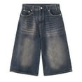 thumbnail image 4 of vigerkar Women Jean Jorts Baggy Loose Fit Jean Shorts Summer Trendy Wide Leg Long Denim Shorts Y2K Clothes (Black, L), 4 of 4