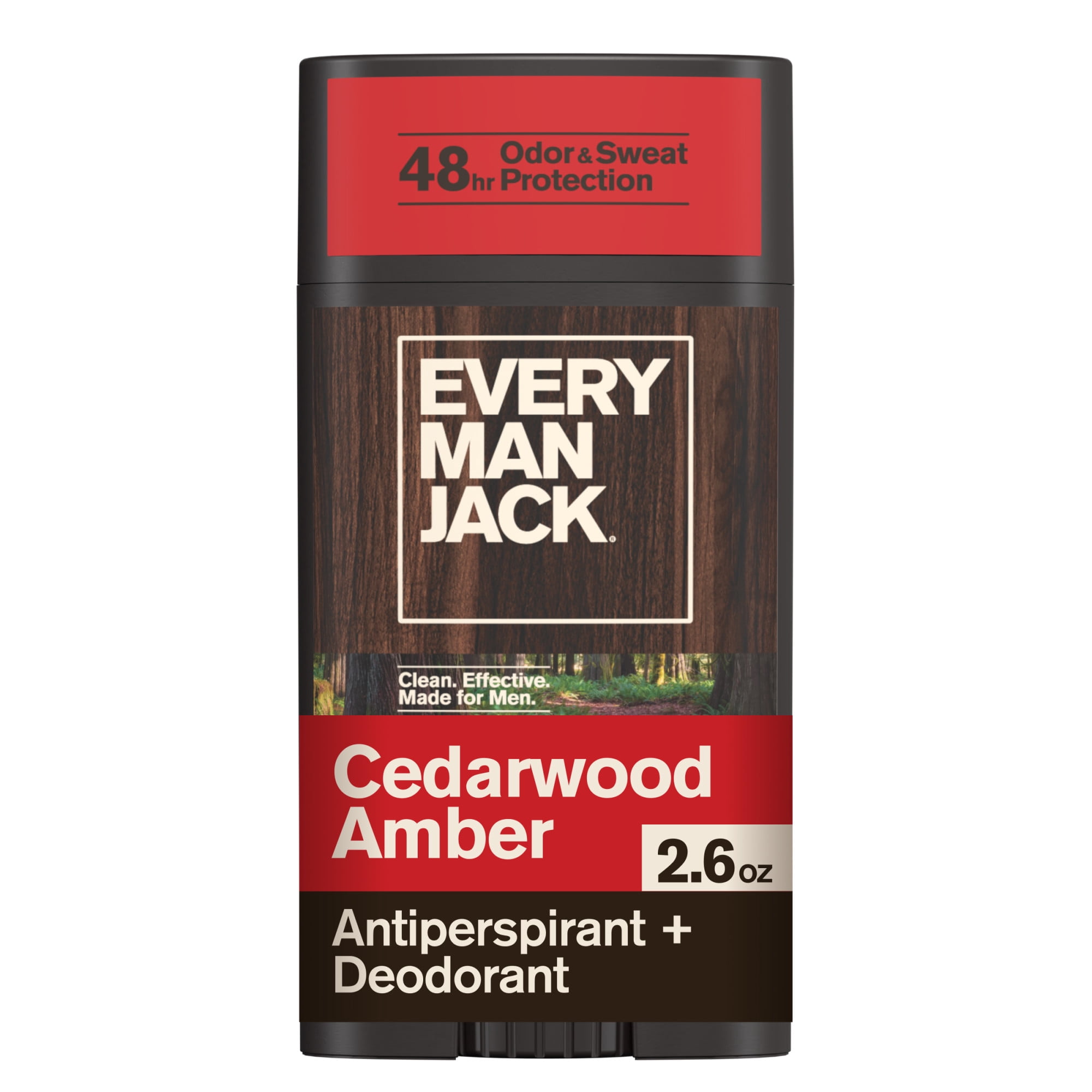 Every Man Jack Men’s Cedarwood Amber Antiperspirant Deodorant - Stay Fresh with Antiperspirant Men’s Deodorant - Odor Crushing, Long Lasting, Plant-Based, and No Harsh Chemicals - 2.6 oz