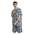 thumbnail image 2 of GLOBAL Men’s Cotton Short Sleeve and Shorts Yarn Pajama Set, Summer Soft Classic Plaid Loungewear with Pockets, Sizes L, 2 of 6