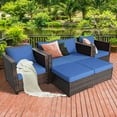 thumbnail image 1 of Costway 5PCS Patio Rattan Furniture Set Loveseat Sofa Ottoman Cushioned Navy, 1 of 9