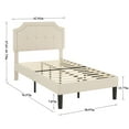 thumbnail image 3 of VECELO Upholstered Platform Bed with Height Adjustable Headboard/Mattress Foundation, Twin, Beige, 3 of 8