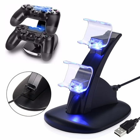 Poweradd Dual USB Charger Fast Charging Dock Station Stand For Sony PS4 Controller LED Cradle With Charging Cable