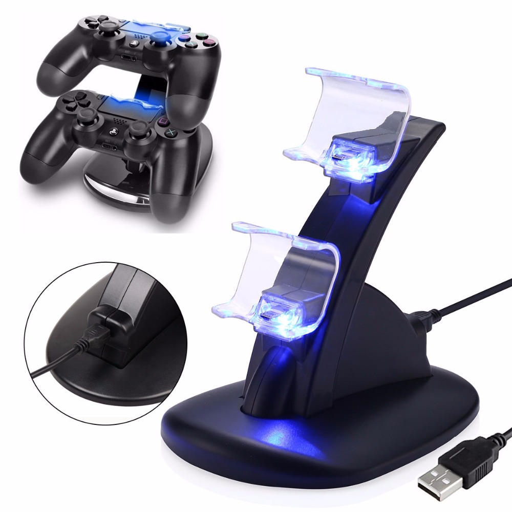 Poweradd Dual USB Charger Fast Charging Dock Station Stand For Sony PS4  Controller LED Cradle With Charging Cable - Walmart.com