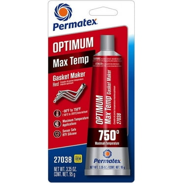Permatex 27038, Silicone, Metallic Red Gasket Maker Industrial Sealant, 3.35 oz