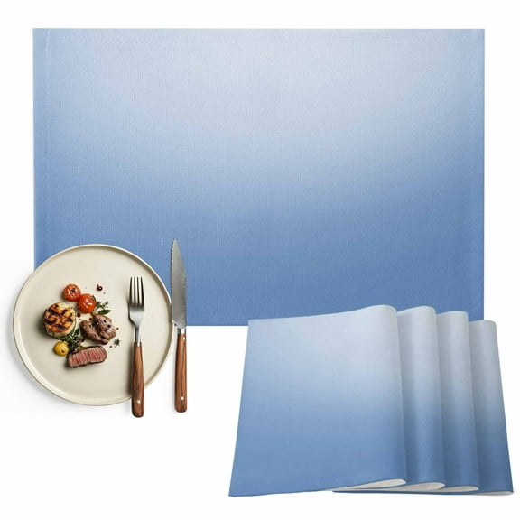 Placemats Set of 6, Gradient Blue Place Mats Solid Color Tablemats Washable Placemat Table Decoration for Kitchen Table Dinner Party Home Decor Indoor Outdoor 13x19 Inch