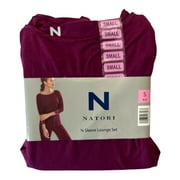 N Natori Women's 2-Piece Jersey Knit 3/4 Sleeve Top & Pant Lounge Set (Burgundy, S)