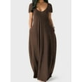 Hyyanguwenti Versatile And Elegant Short Sleeve Maxi Dress With Pockets