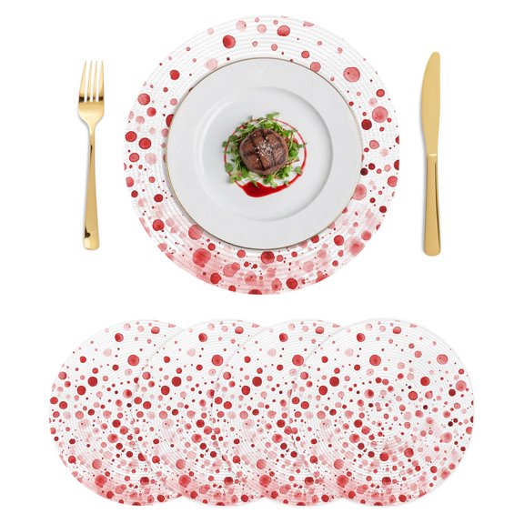 Round Placemats Red Polka Dot 15 inch Set of 4 Table Mats for Dining Table Modern Art Heat Resistant Non-Slip Kitchen & Home Decorative Place Mat Set