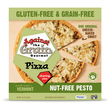 Against the Grain Gluten Free Pizza, Pesto Frozen Pizza, 10-Inch, 14 oz. (Contains Milk, Eggs)