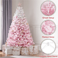 thumbnail image 3 of Alden Design 6Ft Unlit Flocked Artificial Christmas Tree with Foldable Stand, Pink Gradient, 3 of 12
