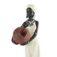 thumbnail image 5 of 16"H, 4"W Cream Polystone Standing African Woman Sculpture with Red Water Pots and Black Base, by DecMode (2 Count), 5 of 18