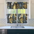 thumbnail image 3 of Kitchen Curtains 3 Piece Set with Tropical Palm Tree and Hibiscus Print, 27.5x24 Inch Polyester Window Drapes for Coastal Living, 3 of 6