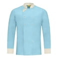 thumbnail image 5 of GrmtClth Chef Jacket for Men Double-Breasted Bakery Cook Shirts Long Sleeve Soft Comfy Restaurant Uniform Light Blue XS, 5 of 6
