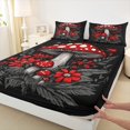 thumbnail image 3 of Manfei Red Mushroom Bed Sheets,Natural Plant King Sheets,Rustic Flower Floral Sheet Set For Child,Super Cozy Room Decor,4pcs, 3 of 7