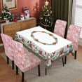 thumbnail image 4 of Christmas Chair Covers Set of 4 Pink Christmas Dining Removable Xmas Holiday Chair Slipcovers for Dining Room, Christmas Party Decoration, 4 of 6