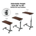 thumbnail image 4 of Adjustable Overbed Bed Desk with Wheels for Hospital and Home Use, Dark Walnut, 4 of 7