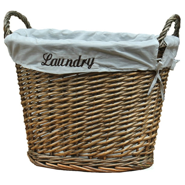 Wicker Laundry Basket with White Liner