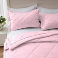 thumbnail image 4 of D.N.G. BEDDINGS 3 Piece Luxury Diamond Pattern Comforter Set, Premium Super Soft, 800 Thread Count, 100% Egyptian Cotton, Super King Size, Solid Light Pink Color, 4 of 8