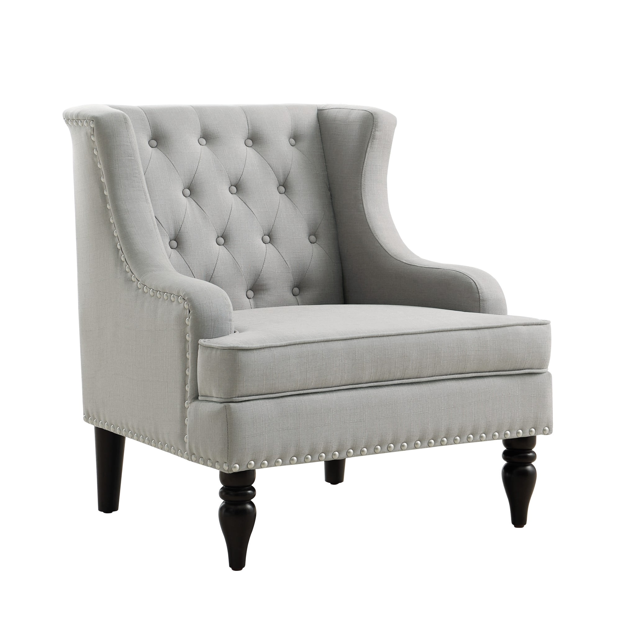Gewnee Linen Accent Chair/Armchair with Solid Rubberwood Legs - Gray, Suitable for Living Room & Balcony