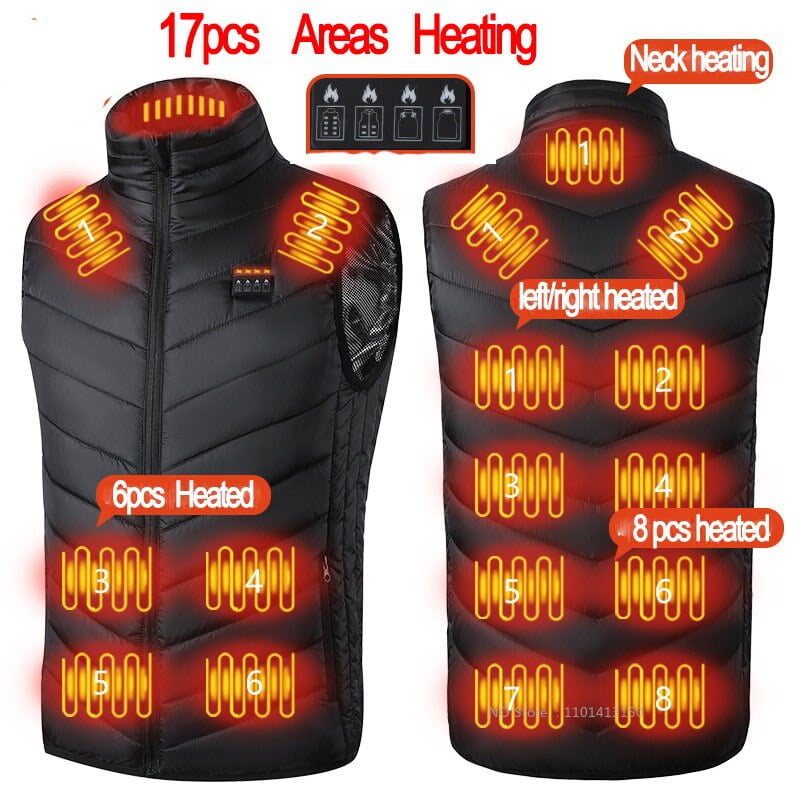 13 PCS Heated vest Jacket Fashion Men Women Coat Intelligent USB Electric Heating Thermal Warm Clothes Winter Heated Vest Walmart