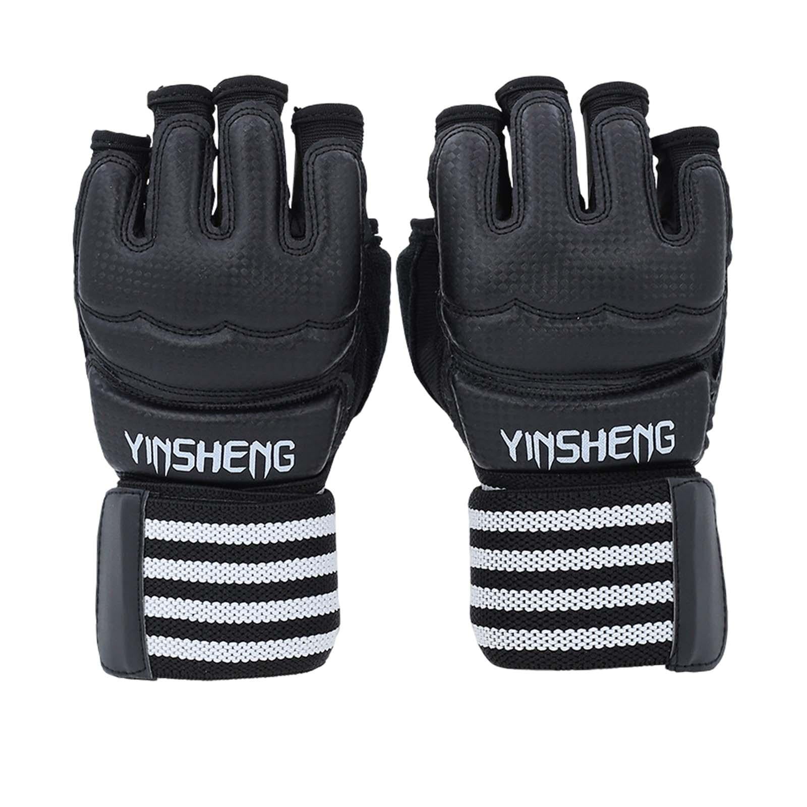DimyFew 2 Pieces Boxing Training Gloves Half Finger PU Punching Mitts Cylindrical Fixing XS