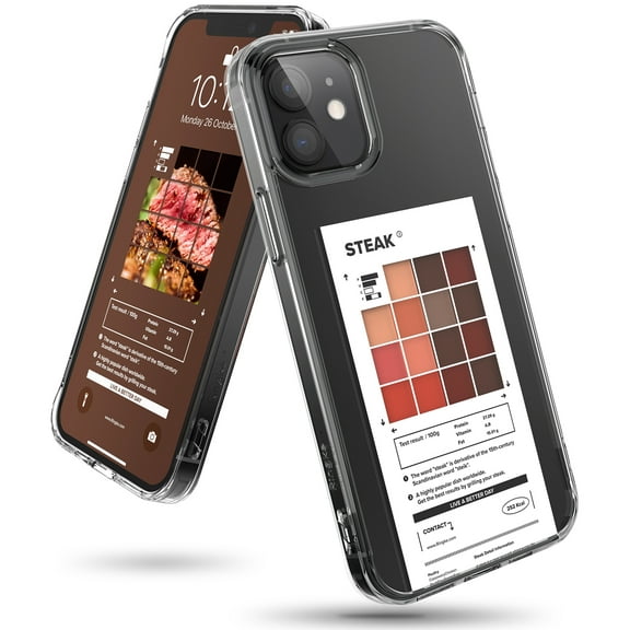 Ringke Fusion Design Case Compatible with iPhone 12 / 12 Pro, Designed PC Back TPU Bumper Drop Protection Phone Cover - Steak