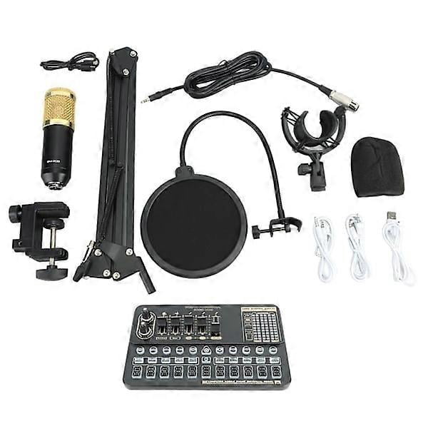 Live Sound Card Cardioid Pickup OTG Transmission Dual Mic Headphones Podcast Equipment Package for DJ Karaoke Guitar