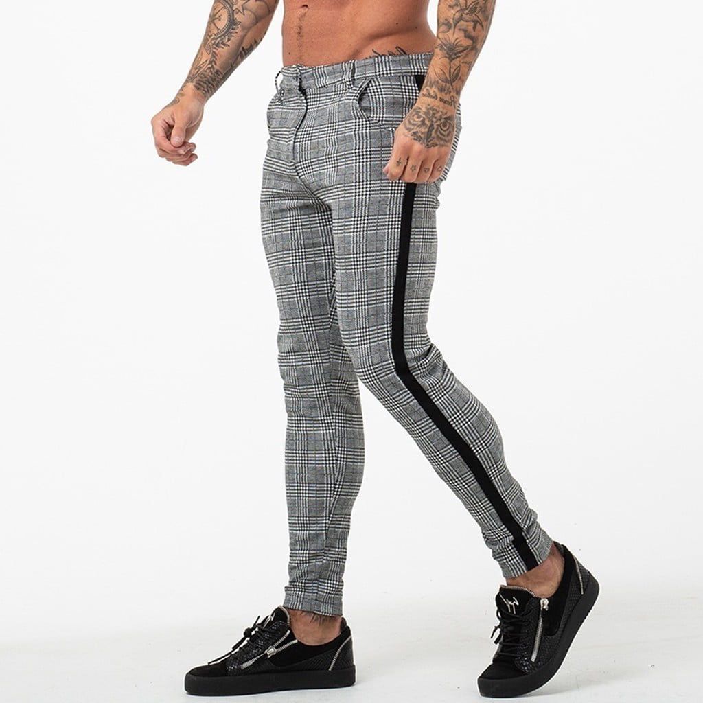 Yokbeer Mens Checkered Slim Fit Trousers Mens Business Trousers Mens  Straight Elegant Suit Work Trousers Color  Grey Size  Small price in  UAE  Amazon UAE  kanbkam