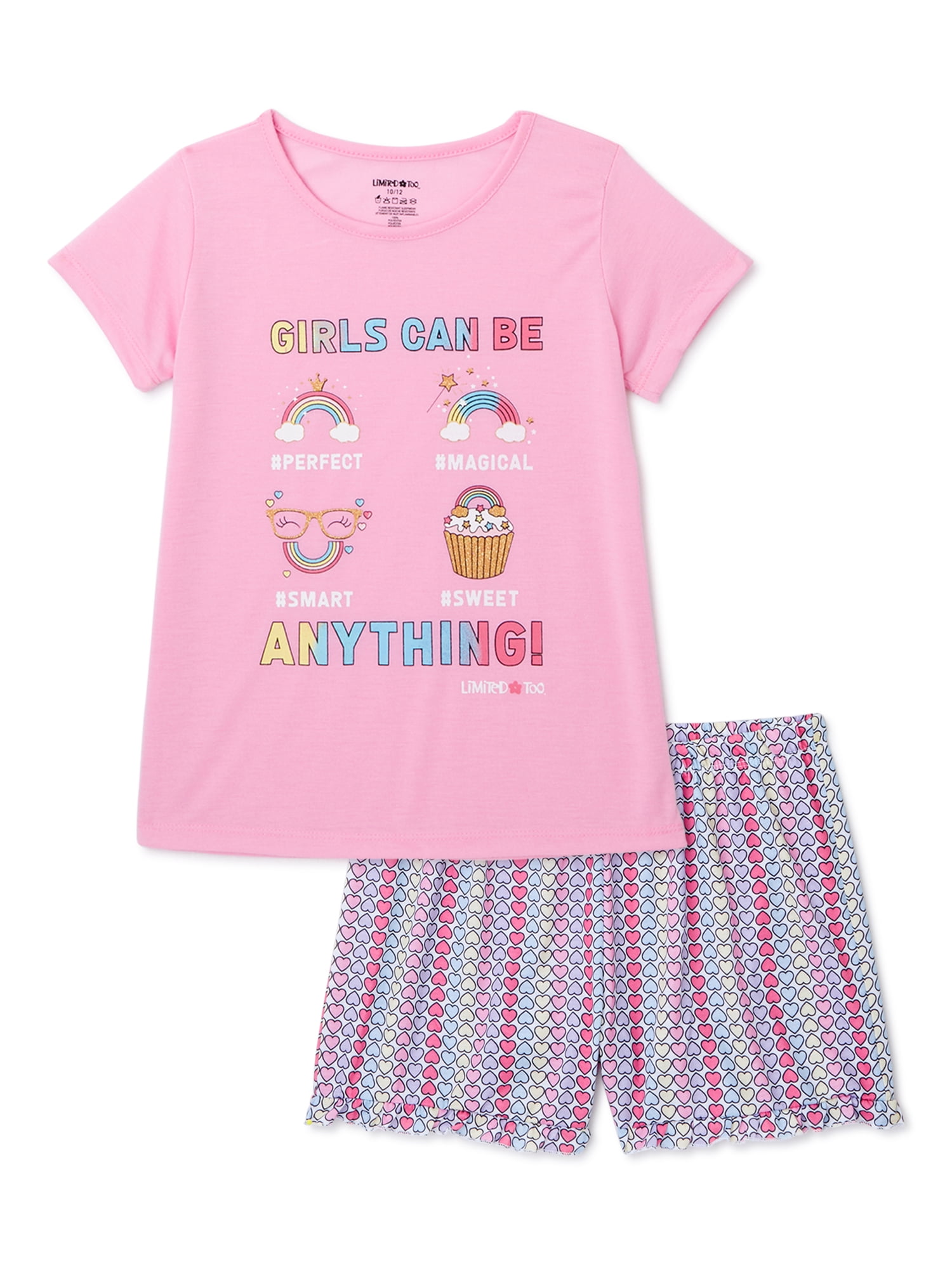 Limited Too Girls' Short Sleeve Pajamas, 2Piece Set, Sizes 714