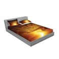 thumbnail image 2 of Ambesonne Nature Fitted Sheet & Pillow Sham Set, Burning Sunset, Queen, Orange, 2 of 2