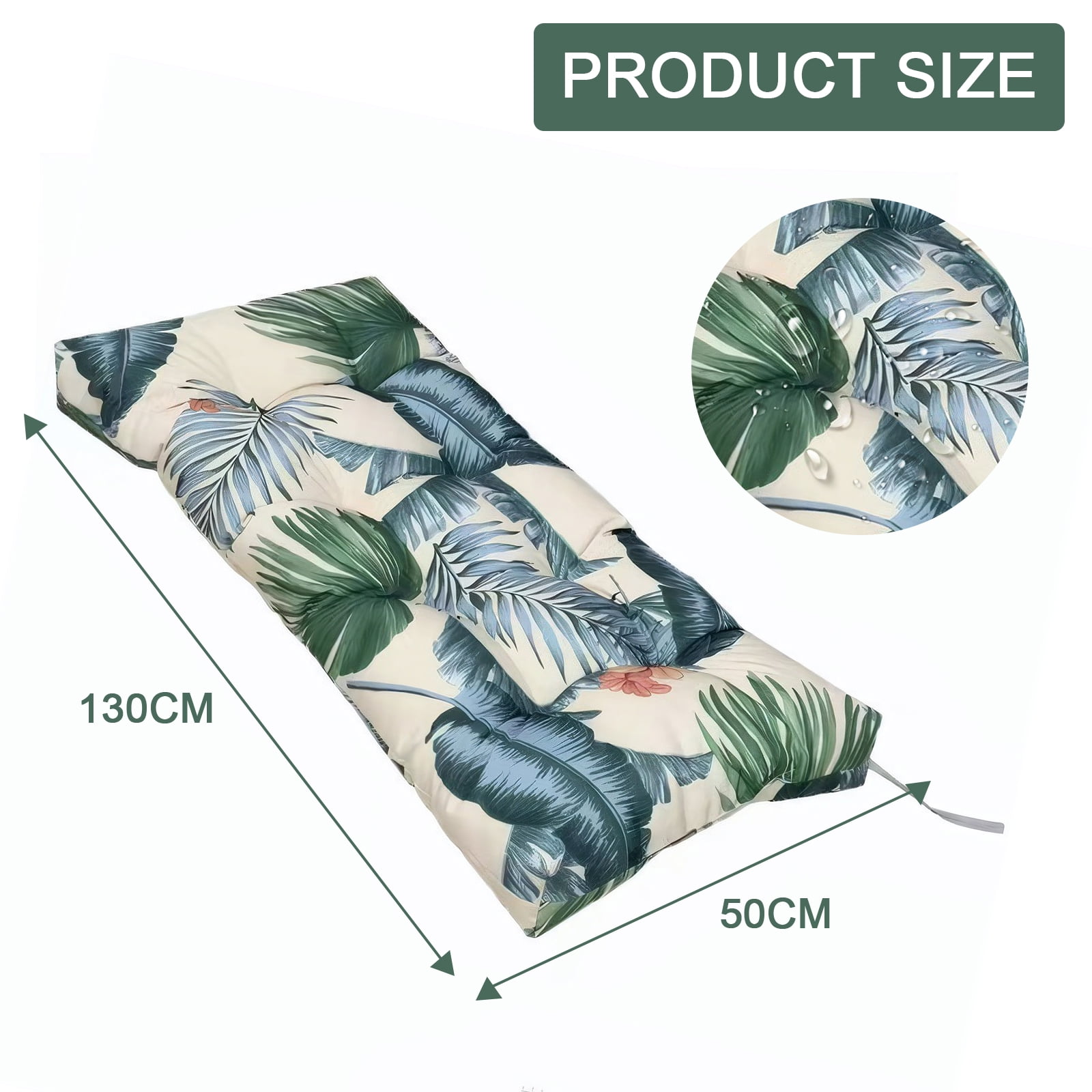 Eurhowing Thick Outdoor Bench Cushion, 52"x20"x4" Waterproof Fade-Resistant Porch Swing Cushions with Ties, High-Density Patio Garden Furniture Cushion, Hawaiian