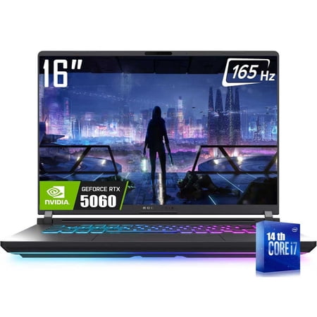 ASUS ROG Strix G16 Gaming Laptop, 16" 1920 x 1200 FHD+ 165Hz Display, 14th Gen Intel 16-Core i7-14650HX, NVIDIA GeForce RTX 5060 8GB GDDR7, RGB Backlit KB, Win11 Home(16GB DDR5 - 1TB SSD)