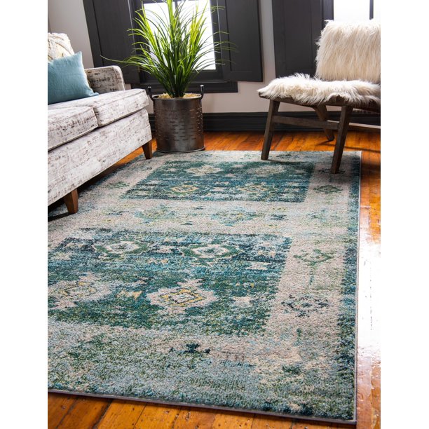 El Paso Collection Rug 5' x 8' Green Medium Rug Perfect For