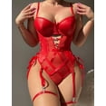 thumbnail image 1 of Conjunto De Lencería Con Patchwork De Malla Para Mujer Modelo Rojo Talla XL, 1 of 4