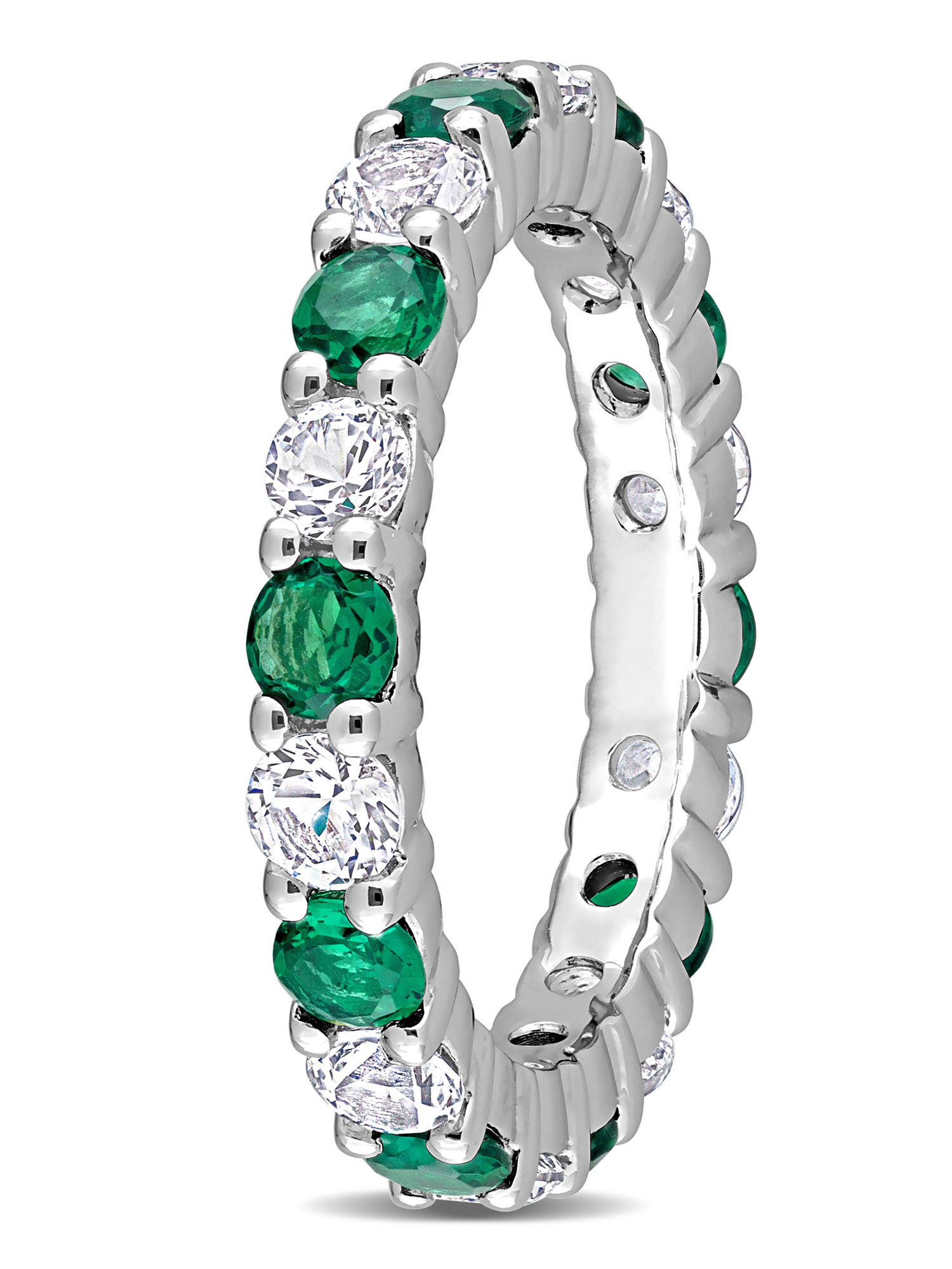 Everly Women's Emerald and Created Sapphire Sterling Silver Ring