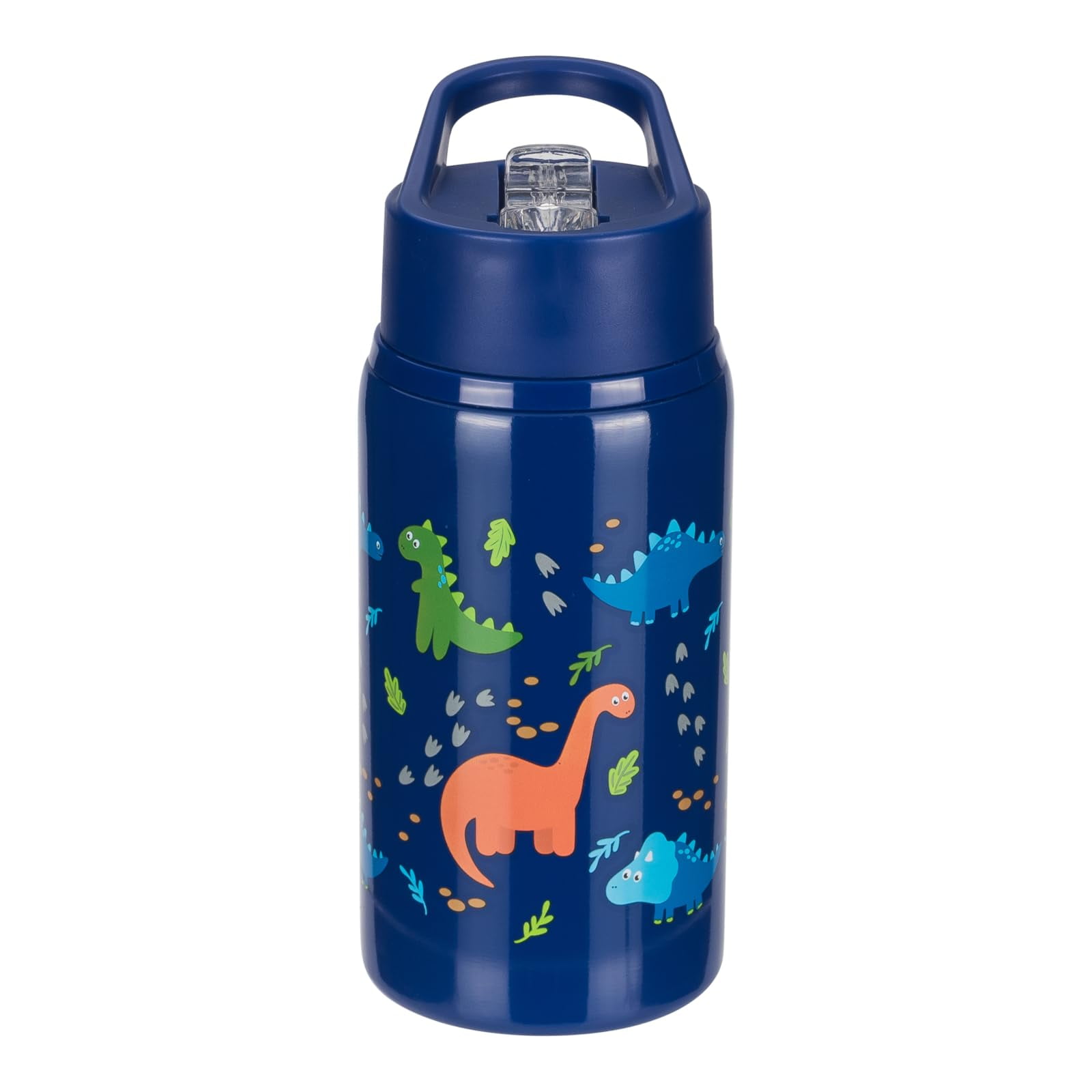 Cool Gear 2-Pack 18 oz Mashpee Kids Stainless Steel Water Bottle With Sipper Straw & Carrying Loop | Eco-Friendly, Wide Mouth, Leakproof for Kids, School, Gifts (Trucks/Dino)