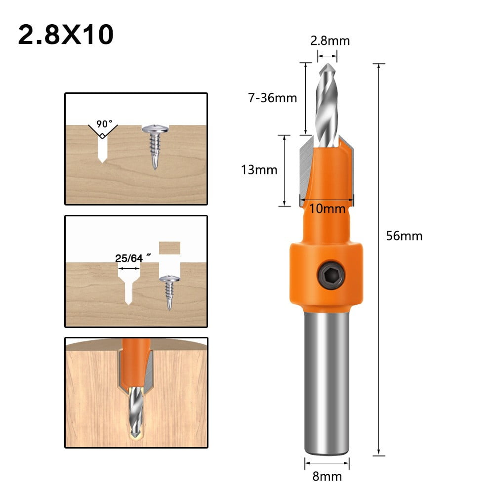 Woodworking Tools Countersink Drill Bit Set HSS Pilot Screw Holes 4/7/8 Pcs Sets 