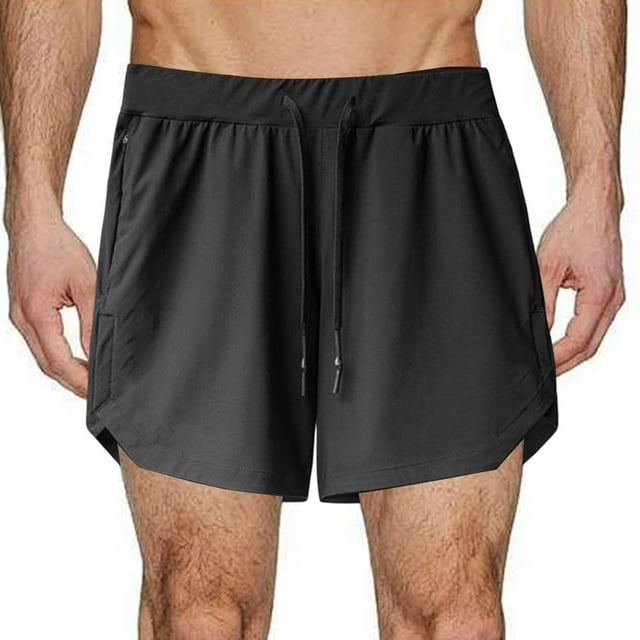 Pantanos cortos de entrenamiento para hombres ropa deportiva con bucle de toalla livianos para correr con bolsillos con cremallera para fitness Beach L