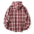 thumbnail image 2 of ZUKMRJPC Men's Vintage Checkered Shirts Casual Long Sleeve Drawstring Lazy-Style Button Down Hooded Shirt Fall Lightweight Loose Fit Shirt Jacket, 2 of 9