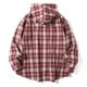 thumbnail image 4 of Blusa de manga larga con capucha para hombre, estilo holgado, a cuadros, con botones y cordón ajustable, de poliéster., 4 of 9