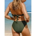 thumbnail image 3 of CUPSHE Bikini Set for Women Two Piece Swimsuit Bandeau Top Back Tie Mid Waisted Bottom with Removable Shoulder Straps, 3 of 6