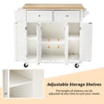 thumbnail image 5 of AVAWING Rubber Wood Rolling Kitchen Island Cart with Storage(37.8"x17.7"x37.2"), Cabinet, White, 5 of 7