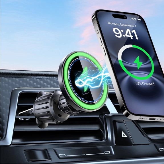 Magnetic Car Mount Charger for Mag-Safe, 15W Fast Wireless Car Charger, 360° Rotating Magnetic Phone Holder for Car Air Vent, Compatible with iPhone17 16 15 14 13 12, Samsung , Car Accessories